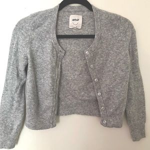 Aerie “Fuzzy Cropped Cardigan” in Gray